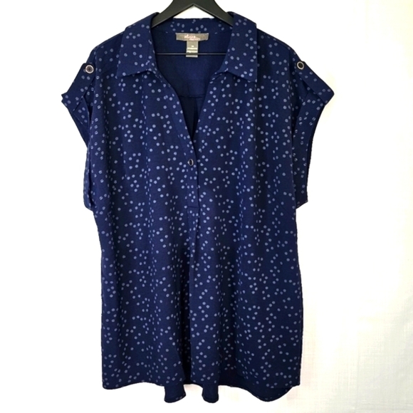 Olivia & Martin Polka Dots Pullover Roll Short Sleeves Women's Plus Size 3X - Picture 1 of 5